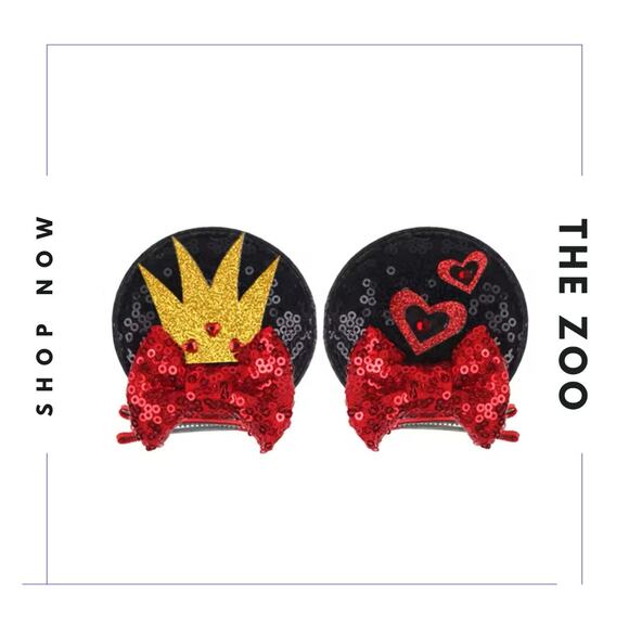 Mouse Ear Hair Clips and Scrunchie Queen of Hearts - Picture 3 of 3